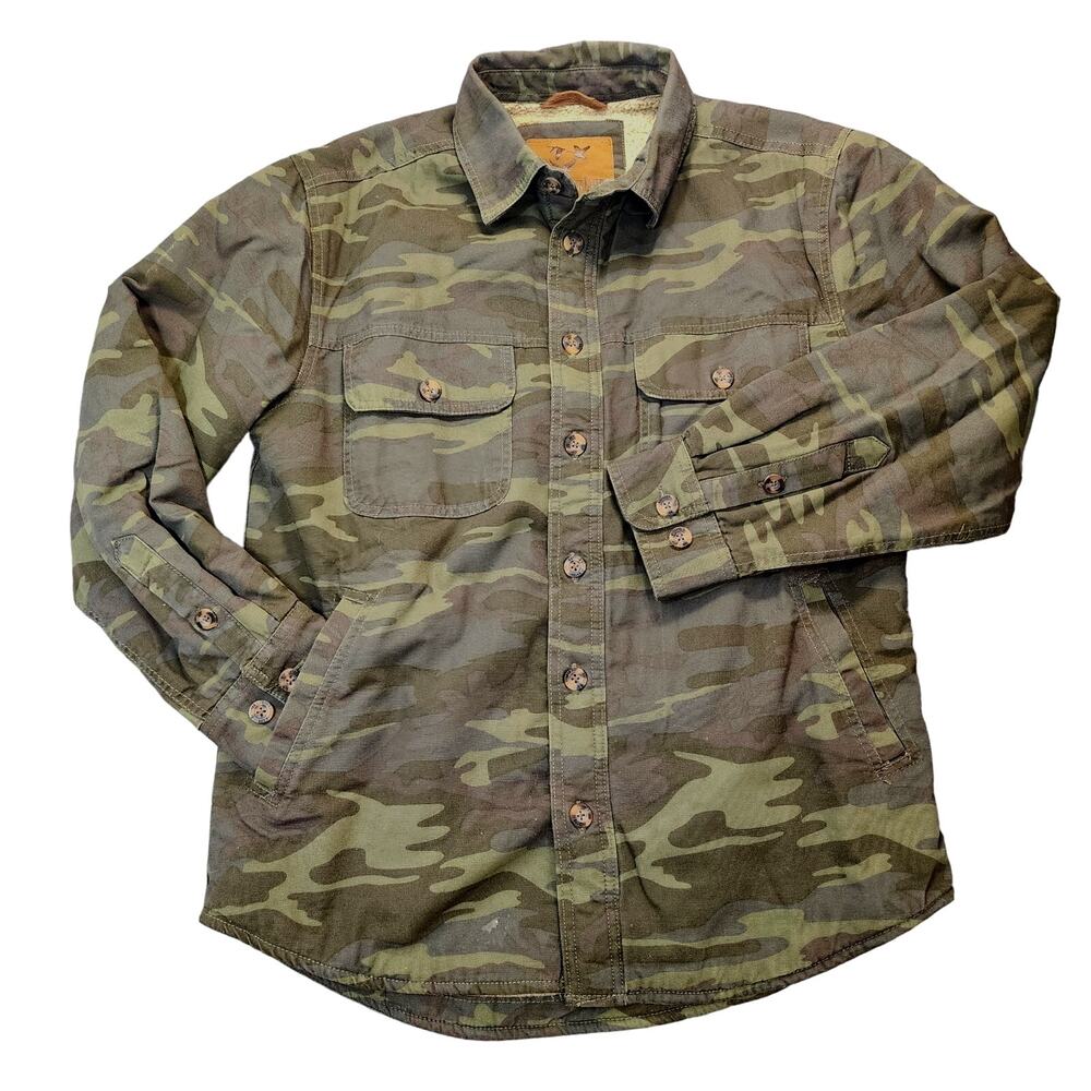 Outdoor Life Mens Jacket Small Camo Sherpa Lined Outdoor Chores Hunting Shacket